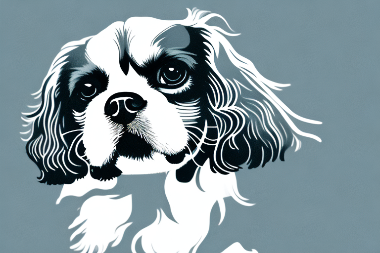 A cavalier king charles spaniel dog in a playful pose