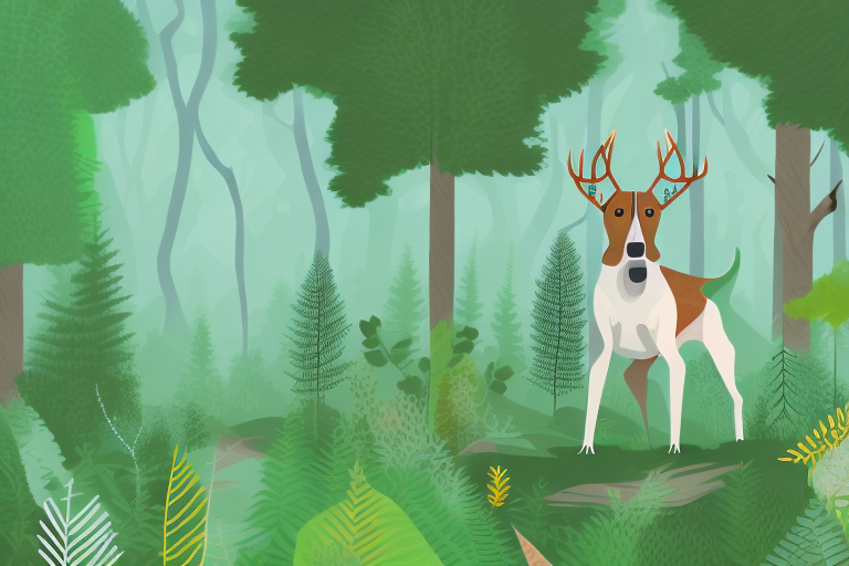 A buckhound in a forest
