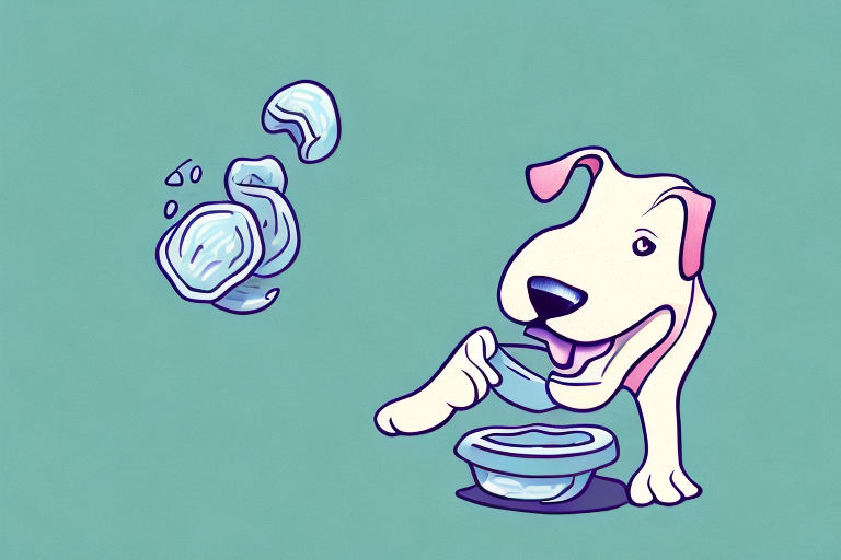 A dog eating poop