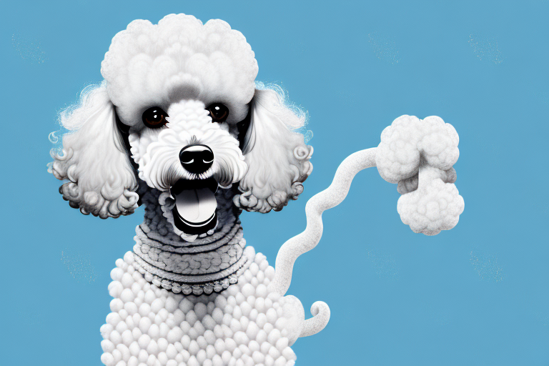 A poodle dog in a playful pose