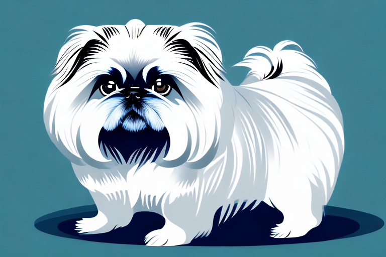 A pekingese dog in a sitting position