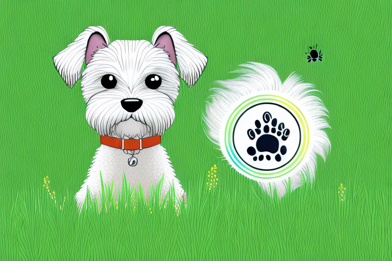 A dog in a grassy field